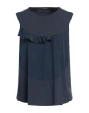 Anneclaire Woman Top Midnight Blue Size 6 Viscose, Elastane, Silk