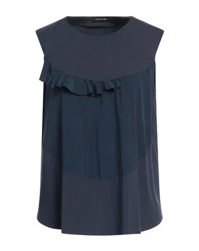 Anneclaire Woman Top Midnight Blue Size 6 Viscose, Elastane, Silk