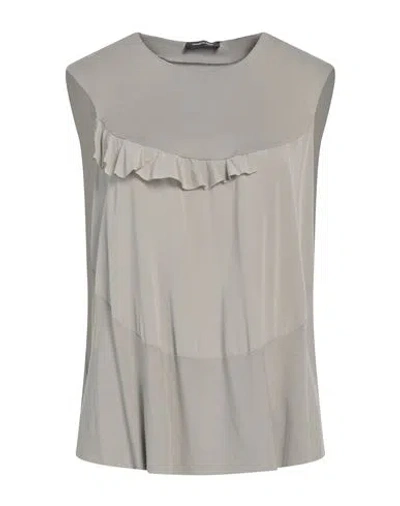 Anneclaire Woman Top Taupe Size 8 Viscose, Elastane, Silk In Grey