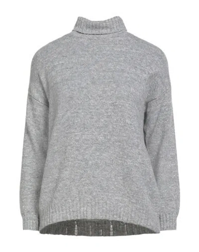 Anneclaire Woman Turtleneck Grey Size 6 Wool, Silk In Gray