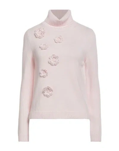 Anneclaire Woman Turtleneck Light Pink Size 6 Cashmere