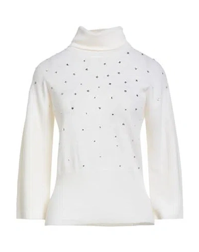 Anneclaire Woman Turtleneck White Size 4 Wool, Cashmere In Yellow