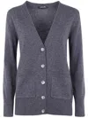 Anneclaire Wool & Cashmere Fitted Cardigan In Black