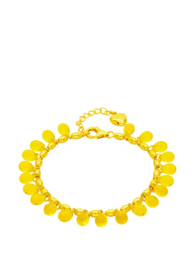 Annele 玻璃串珠logo吊饰手链 In Gold