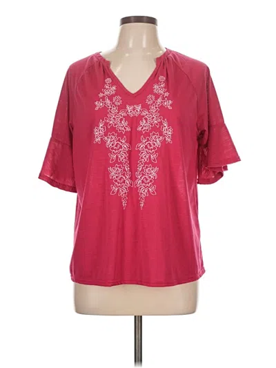 Pre-owned Anne-louise Short Sleeve Blouse In Burgundy
