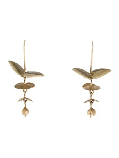 Pre-owned Annette Ferdinandsen 10k Eucalyptus Drop Earrings In Multi