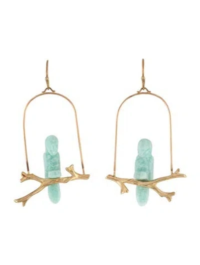 Pre-owned Annette Ferdinandsen 14k Amazonite Parrot Earrings In Blue