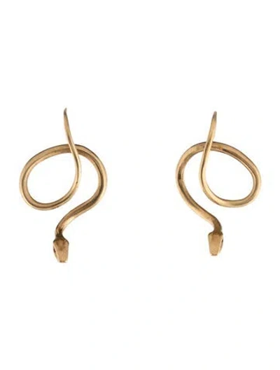 Pre-owned Annette Ferdinandsen 14k Diamond Serpent Earrings In Multicolor