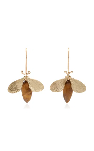 Annette Ferdinandsen 14k Gold Tiger's Eye Earrings In Brown