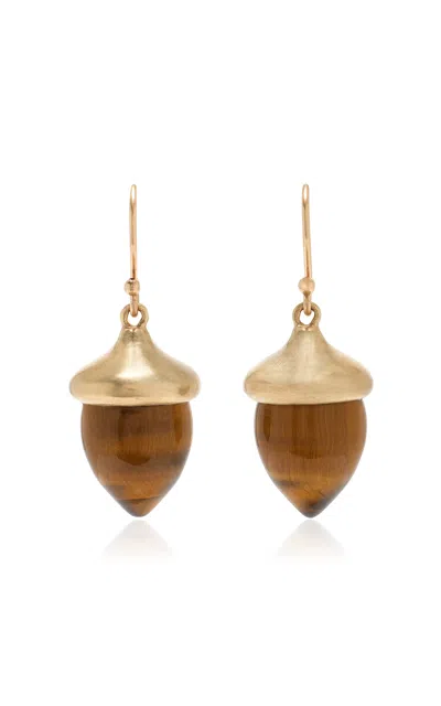 Annette Ferdinandsen 14k Gold Tiger's Eye Earrings In Brown