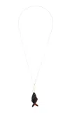 Annette Ferdinandsen Enchanted Fish 14k Gold Onyx And Ruby Necklace In Black