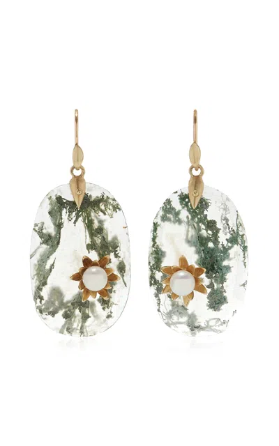 Annette Ferdinandsen Enchanted Waterlily 14k Yellow Gold; Quartz Earrings
