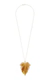 Annette Ferdinandsen Fancy Leaf 14k Gold Agate Necklace In Brown