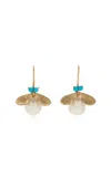 Annette Ferdinandsen Jeweled Bug 14k Yellow Gold; Pearl; And Turquoise Earrings