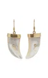 Annette Ferdinandsen Jeweled Claw 14k Yellow Gold; Diamond And Mother Of Pearl Earrings