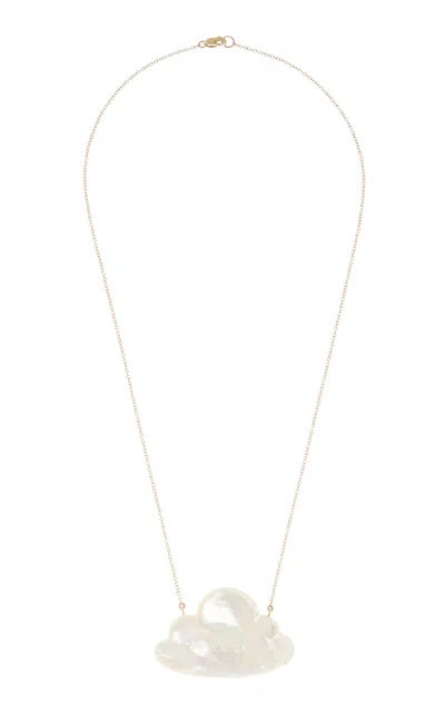 Annette Ferdinandsen Large 14k Yellow Mother Of Pearl And Diamond Necklace In Metallic