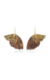 Annette Ferdinandsen Large Serpentine Enchanted Fairy Wing 14k Gold Earrings In Brown