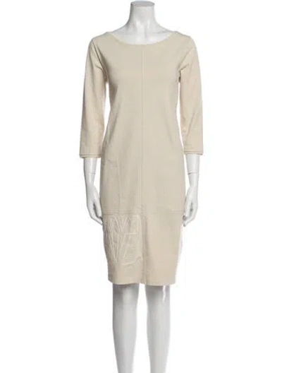 Pre-owned Annette Görtz Bateau Neckline Knee-length Dress In Neutral