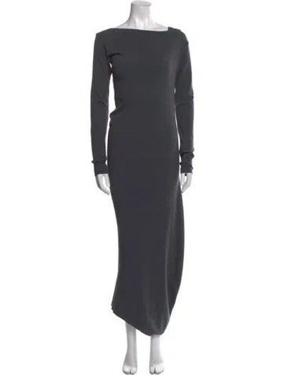 Pre-owned Annette Görtz Bateau Neckline Long Dress In Gray