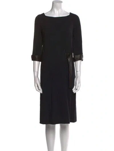 Pre-owned Annette Görtz Bateau Neckline Midi Length Dress In Black
