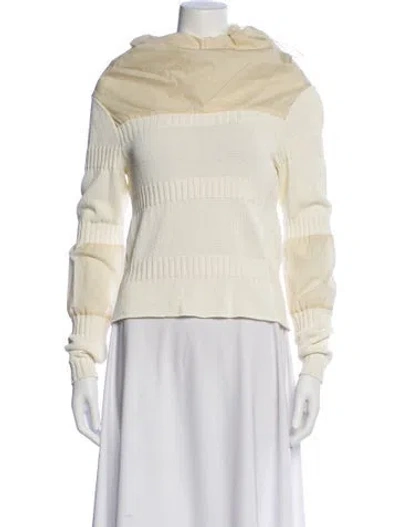 Pre-owned Annette Görtz Colorblock Pattern Mock Neck Sweater In Neutral