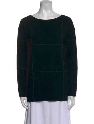 Pre-owned Annette Görtz Merino Wool Scoop Neck Sweater In Black