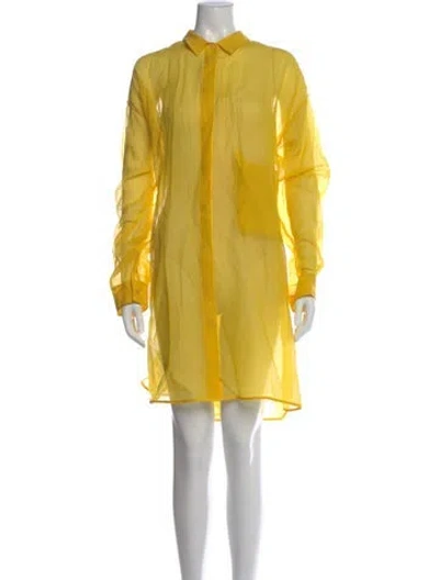 Pre-owned Annette Görtz Silk Mini Dress In Yellow