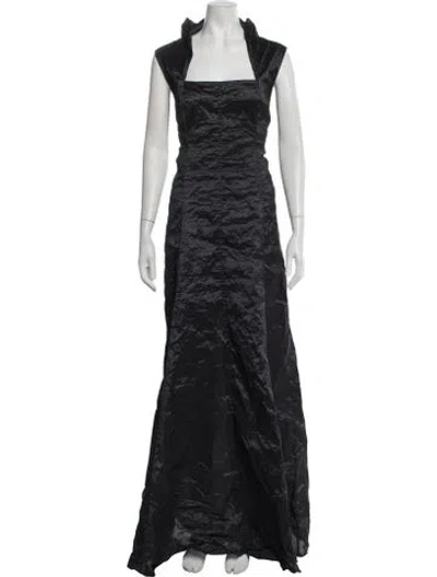 Pre-owned Annette Görtz Square Neckline Long Dress In Black