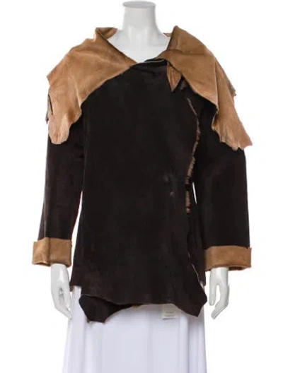 Pre-owned Annette Görtz Suede Fur Jacket In Brown