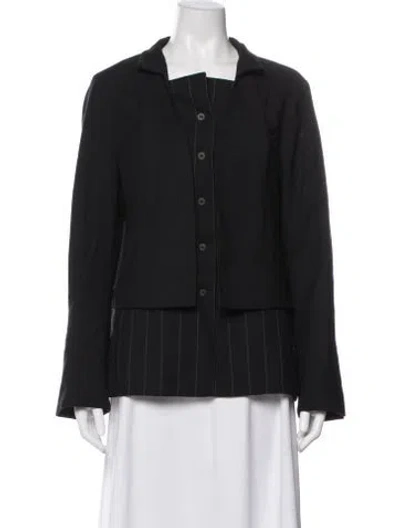 Pre-owned Annette Görtz Virgin Wool Striped Jacket In Black