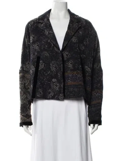 Pre-owned Annette Görtz Wool Tweed Pattern Evening Jacket In Black