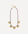Anni Lu 18ct Gold-plated Dream Catcher Coin Pendant Beaded Necklace In Red