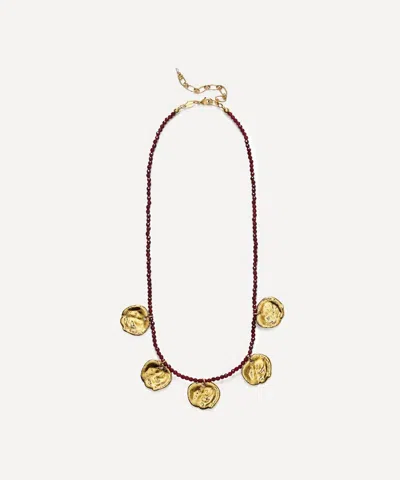 Anni Lu 18ct Gold-plated Dream Catcher Coin Pendant Beaded Necklace In Red