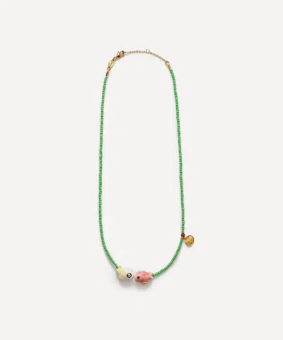 Anni Lu 18ct Gold-plated Fish'n Kiss Beaded Necklace In Green