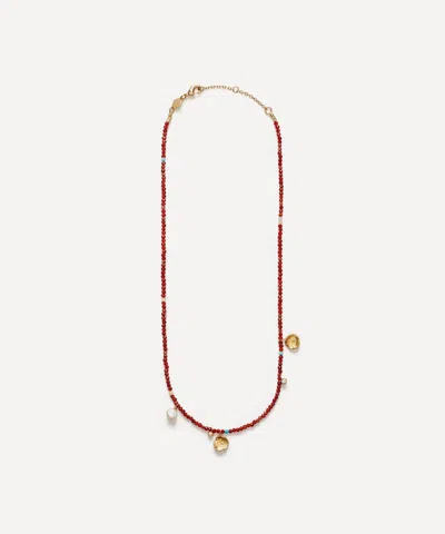 Anni Lu 18ct Gold-plated Maroon Harmony Bead Necklace