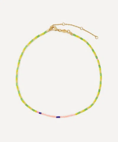 Anni Lu 18ct Gold-plated Sun Day Choker Bead Necklace In Green
