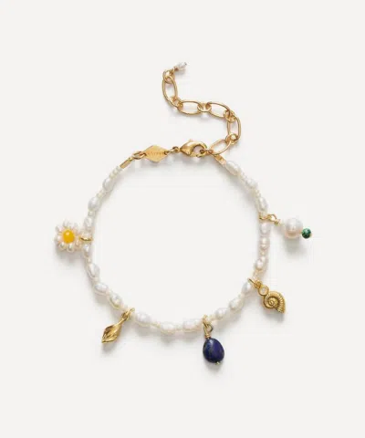 Anni Lu 18ct Gold-plated Swimclub Pearl Charm Bracelet In Multi