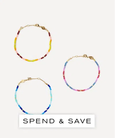Anni Lu 18ct Gold-plated Tie Dye Violet And Tie Dye Sunshine Bracelet Set Of Three