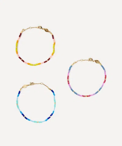 Anni Lu 18ct Gold-plated Tie Dye Violet And Tie Dye Sunshine Bracelet Set Of Three