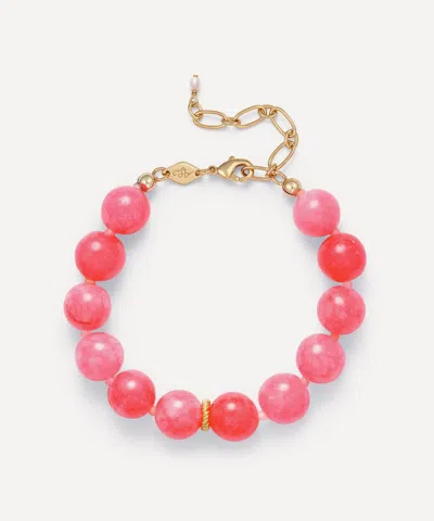 Anni Lu 18ct Gold-plated Ball Bead Bracelet In Pink
