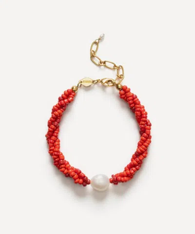 Anni Lu 18ct Gold-plated Scarlet Wave Bracelet In Red