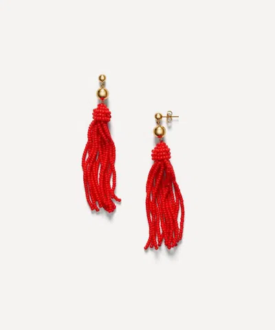 Anni Lu 18ct Gold-plated Tassel Fever Drop Earrings In Red