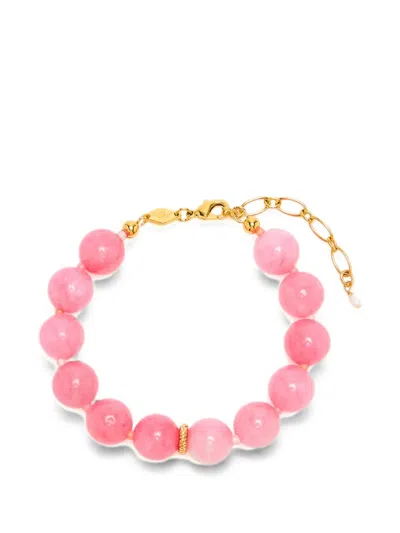 Anni Lu Ball Beaded Chain-link Bracelet In Pink