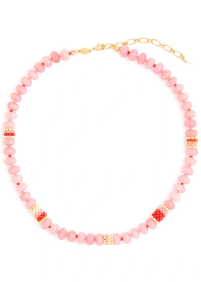 Anni Lu Barrel 18kt Gold-plated Necklace In Pink