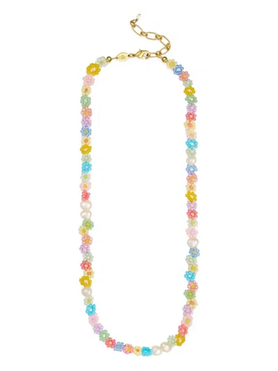 Anni Lu Beaded Flower-motif Necklace In Gold