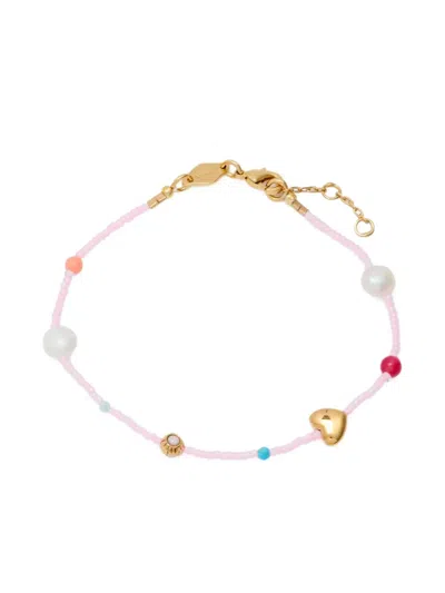 Anni Lu Beaded Heart Bracelet In Pink