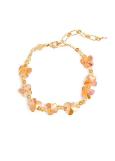 Anni Lu Butterfly 18kt Gold-plated Beaded Bracelet In Amber