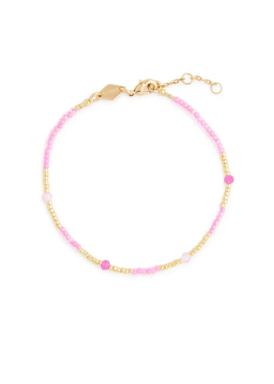 Anni Lu Clemence 18kt Gold-plated Beaded Bracelet In Hot Pink