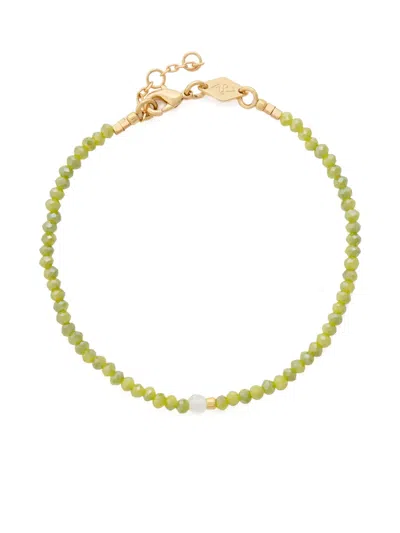 Anni Lu Cosmic Cactus 18kt Gold-plated Beaded Bracelet In Green