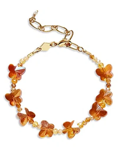 Anni Lu Crystal Butterfly Beaded Bracelet In Orange